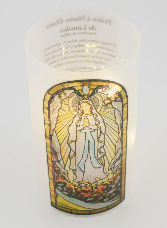 LED Candle Jar – Our Lady of Lourdes and Prayer (pic 4)
