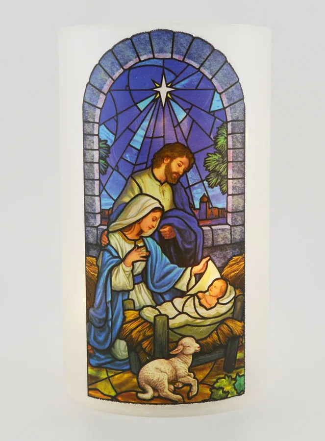 LED Candle Jar with Prayer - Nativity Scene (pic 1)