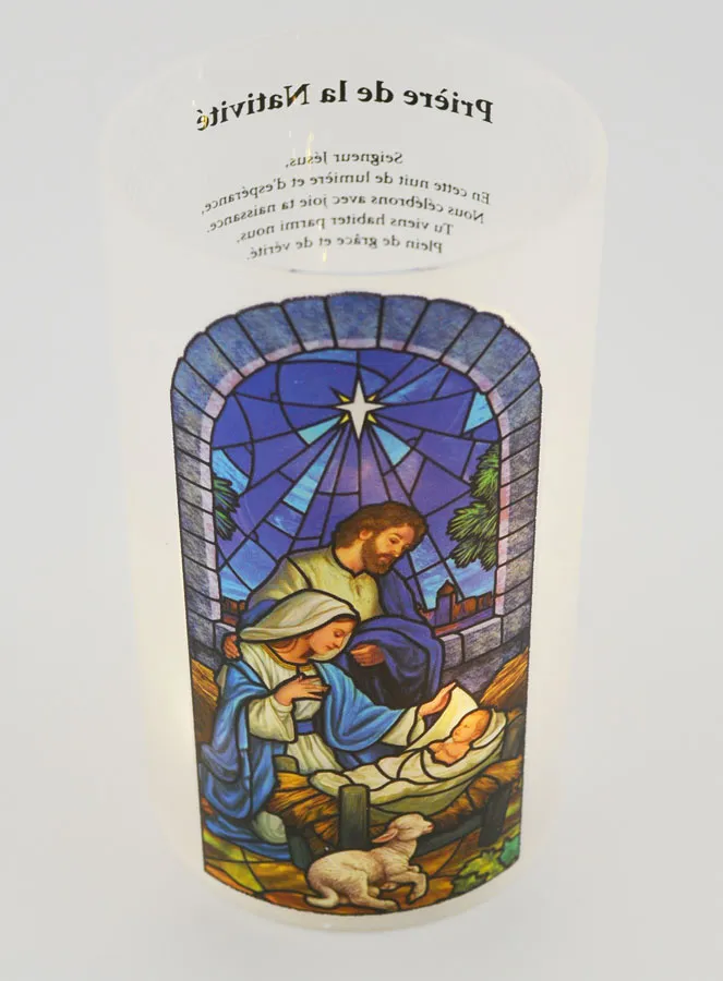 LED Candle Jar with Prayer - Nativity Scene (pic 4)