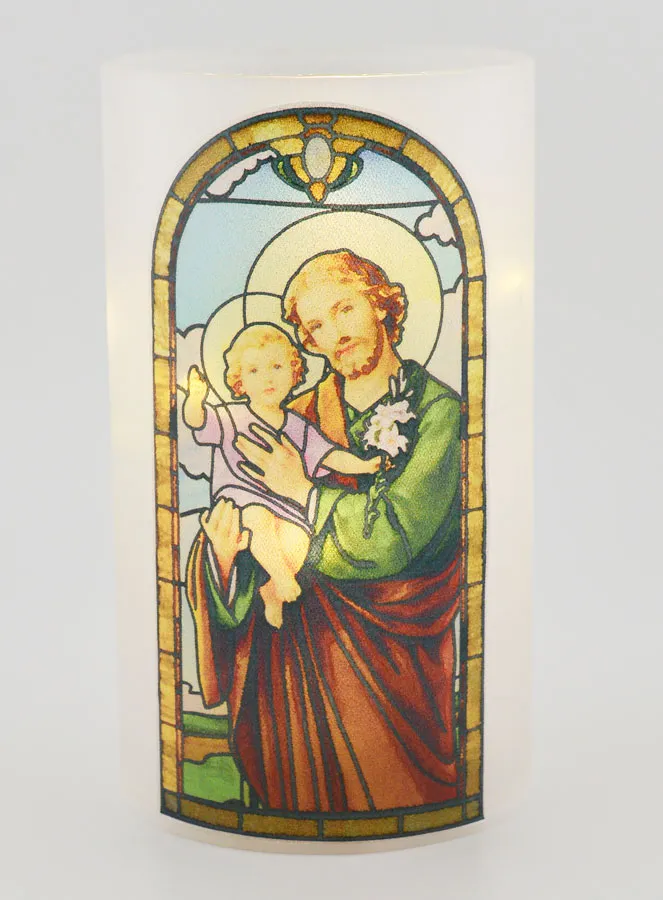 LED Candle Jar  and Prayer - Saint Joseph (pic 1)