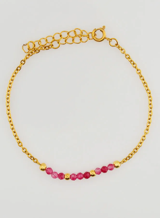Stainless Steel Bracelet with Pink Calcedony (pic 1)
