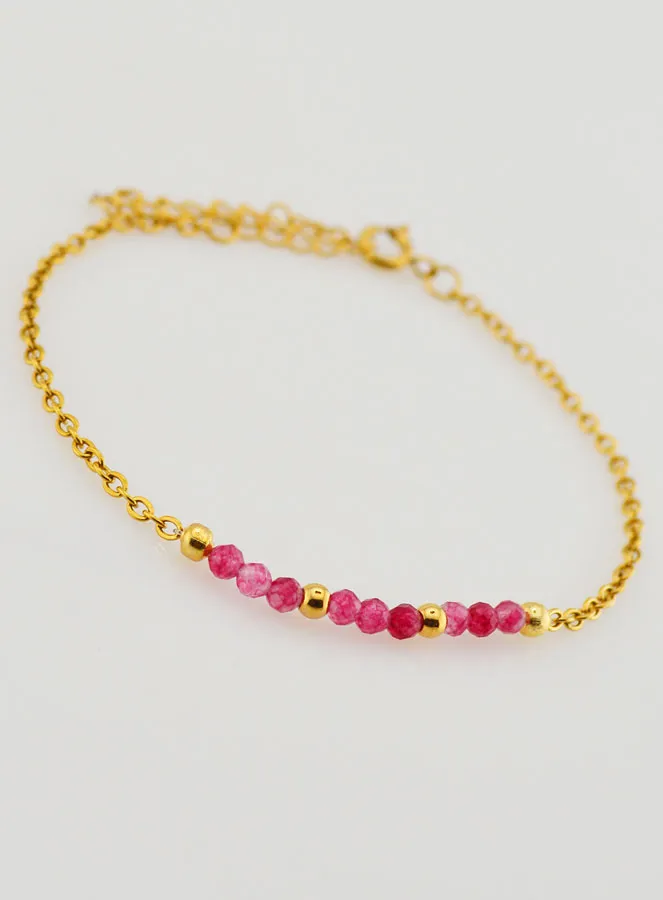 Stainless Steel Bracelet with Pink Calcedony (pic 3)