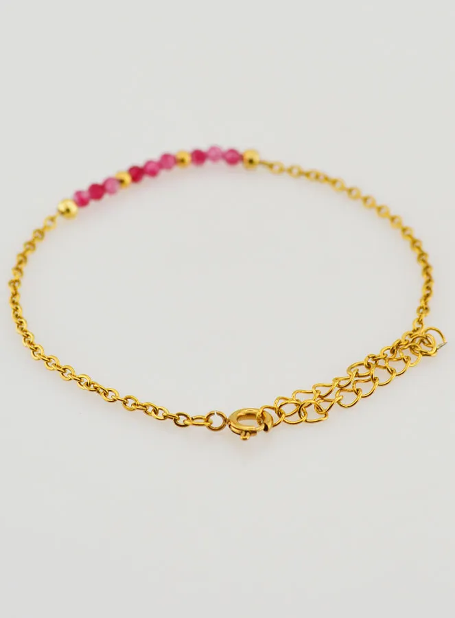 Stainless Steel Bracelet with Pink Calcedony (pic 4)