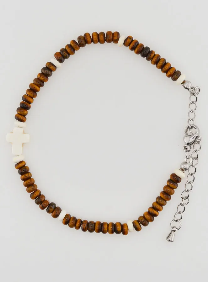 Bracelet with Cross and Brown Stones (pic 1)