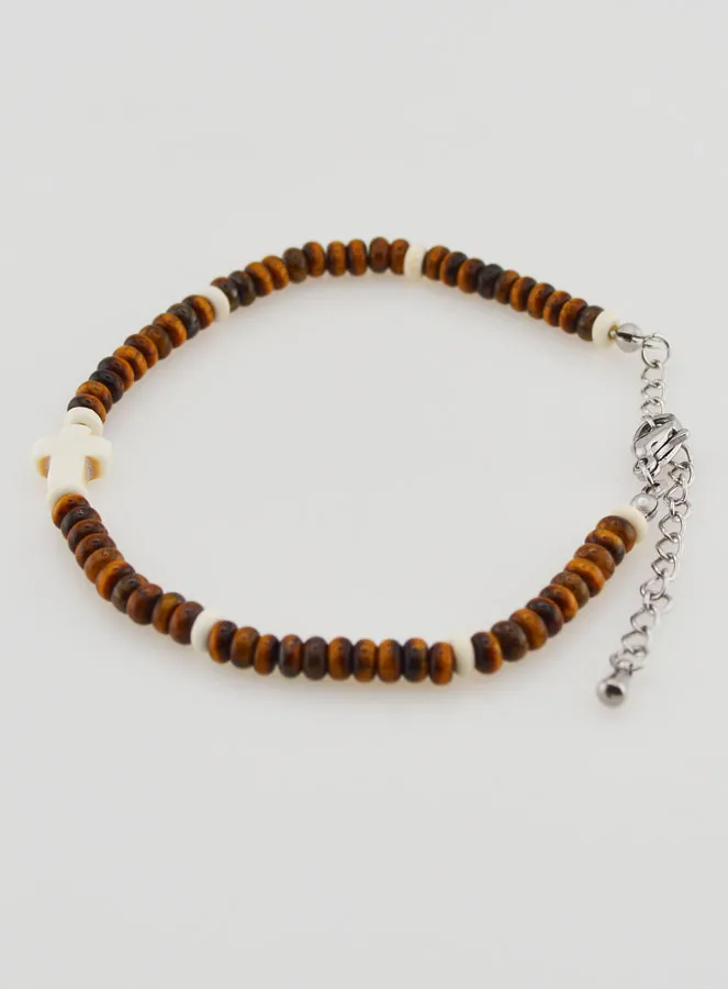 Bracelet with Cross and Brown Stones (pic 2)