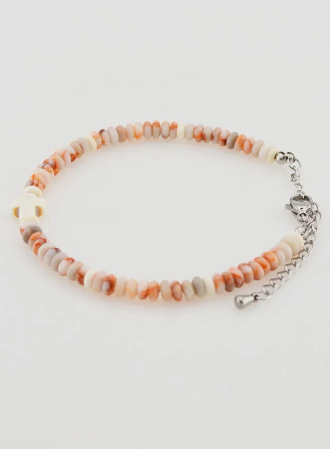 Bracelet Cross and Pink Granite Stones (pic 2)