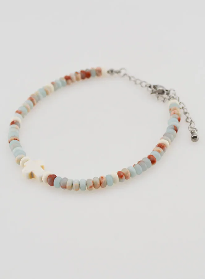 Bracelet with Cross and Stones in Pastel Shades (pic 3)