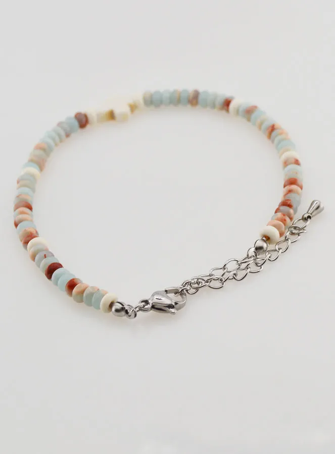 Bracelet with Cross and Stones in Pastel Shades (pic 4)