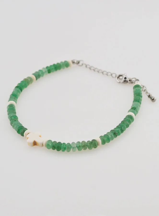 Bracelet with Cross and Green Glass Stones (pic 3)