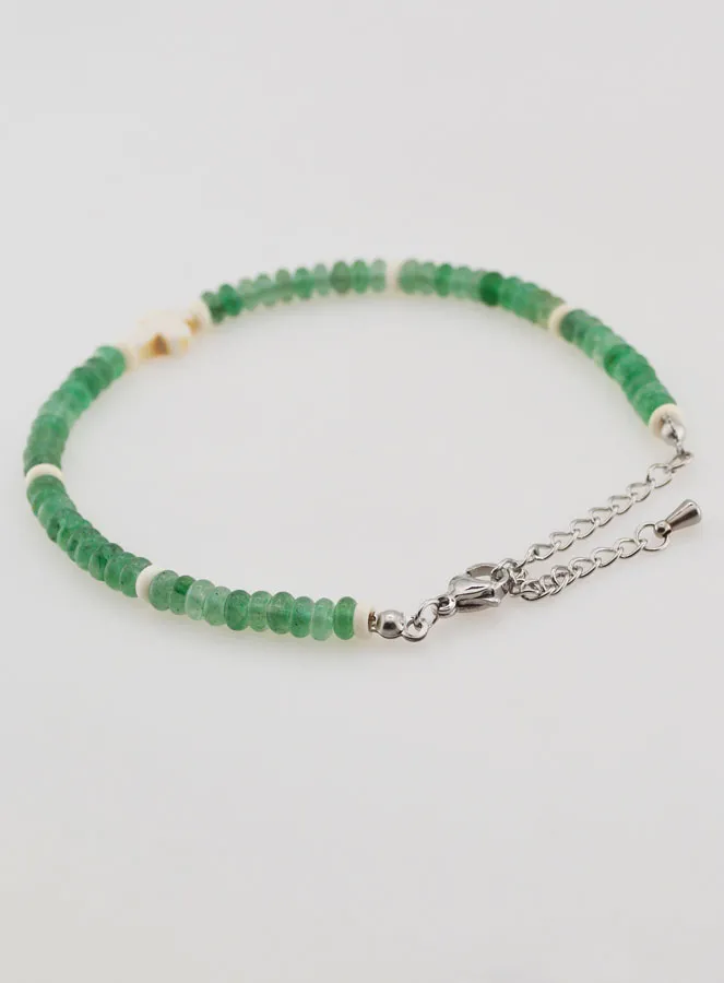 Bracelet with Cross and Green Glass Stones (pic 4)