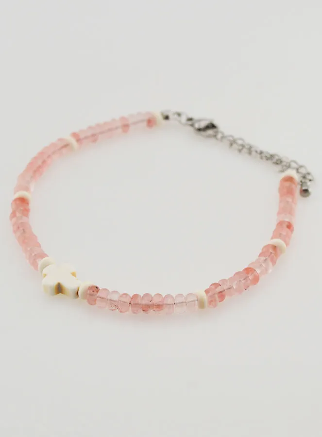 Bracelet with Cross and Pink Glass Stones (pic 3)