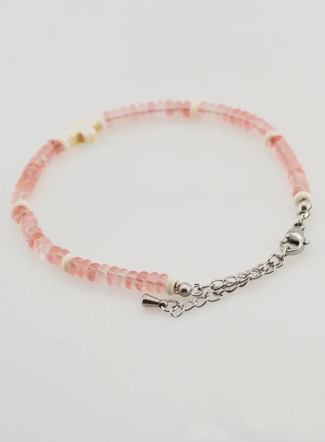 Bracelet with Cross and Pink Glass Stones (pic 4)