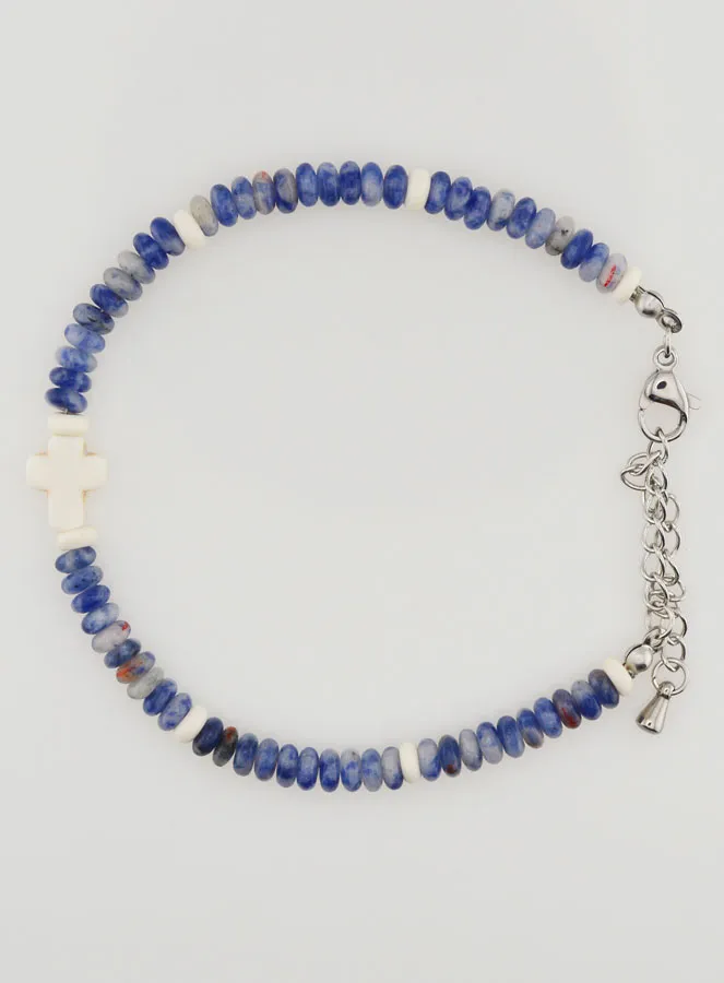 Bracelet with Cross and Blue Stones (pic 1)