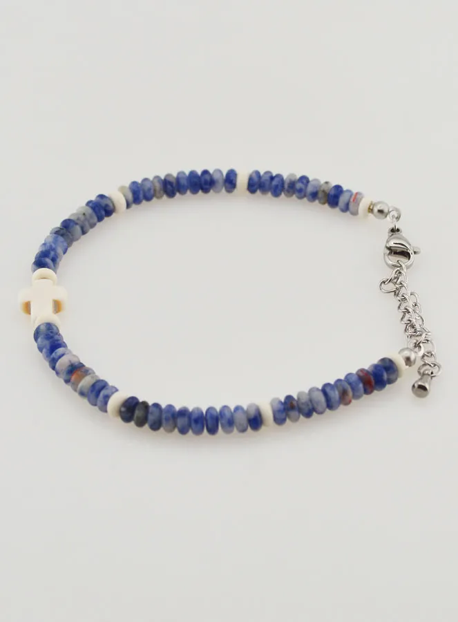 Bracelet with Cross and Blue Stones (pic 2)