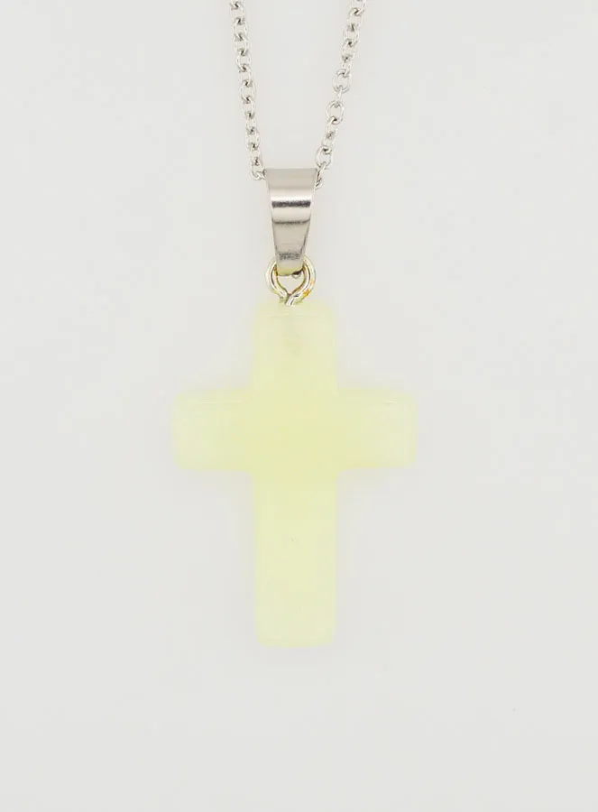 Religious Necklace Stainless Steel with Phosphorescent Cross (pic 4)