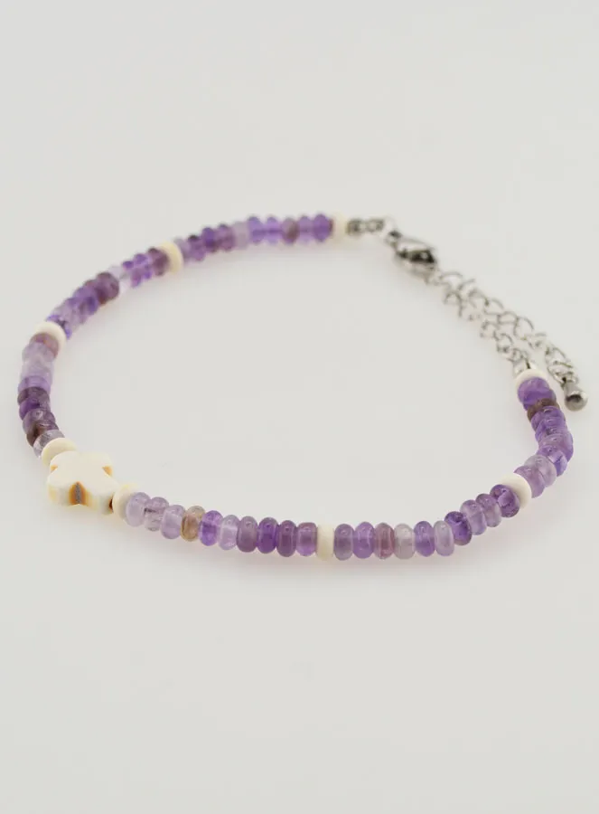 Bracelet with Cross and Purple Glass Beads (pic 3)