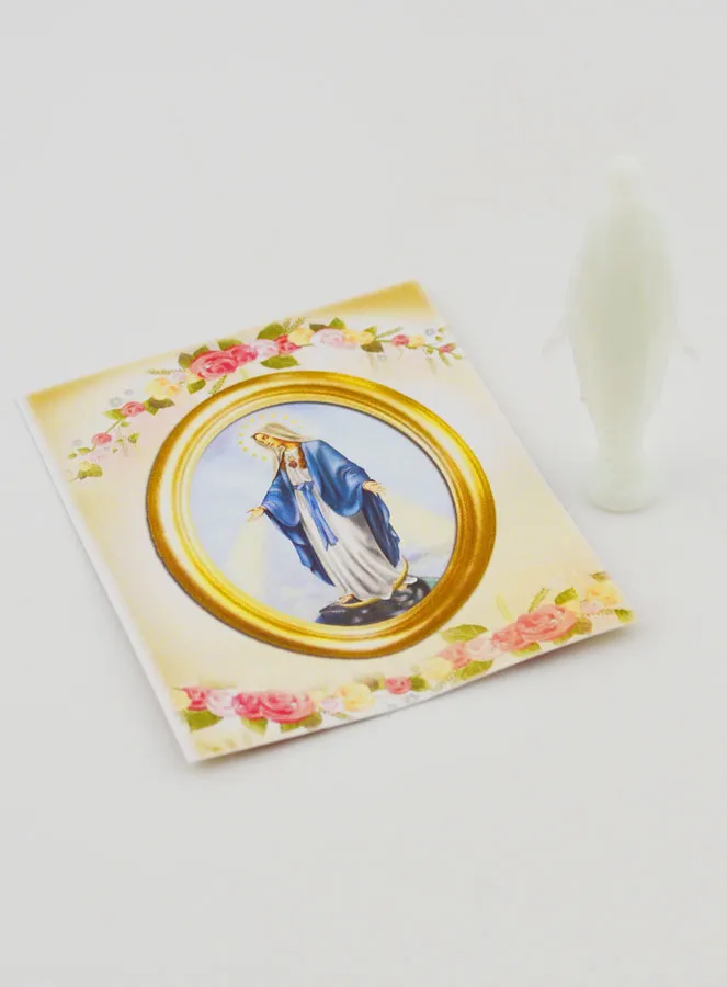 Fluorescent Miraculous Virgin Statue With Card - 8cm (pic 1)