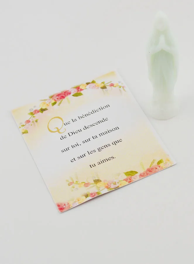 Fluorescent Statue Our Lady of Lourdes with Card - 8cm (pic 3)