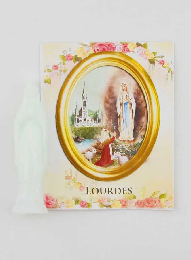 Fluorescent Statue Our Lady of Lourdes with Card - 8cm (pic 4)
