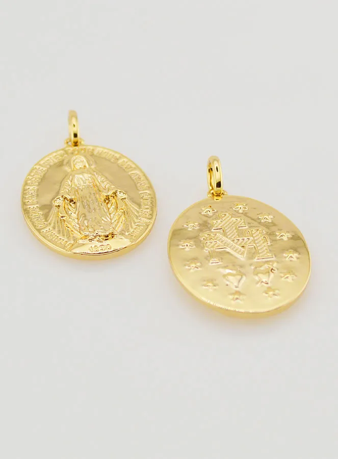 Miraculous Medal 18k Gold Plated - 16mm (pic 2)