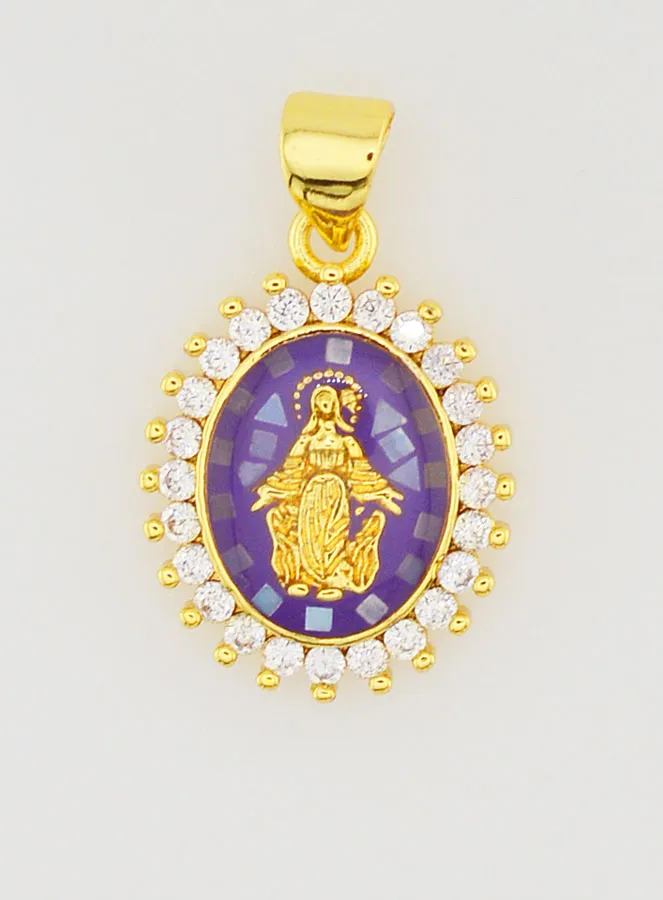Purple Miraculous Virgin Medal - 17mm (pic 1)