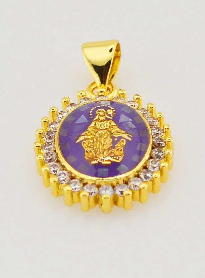 Purple Miraculous Virgin Medal - 17mm (pic 2)