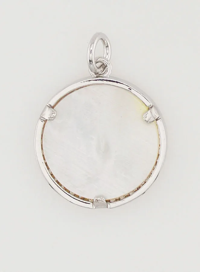 Ex Voto Medal Mother of Pearl and Rhinestones - 16mm (pic 2)