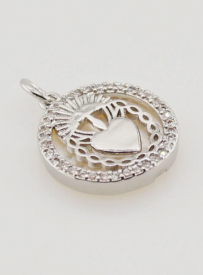 Ex Voto Medal Mother of Pearl and Rhinestones - 16mm (pic 3)