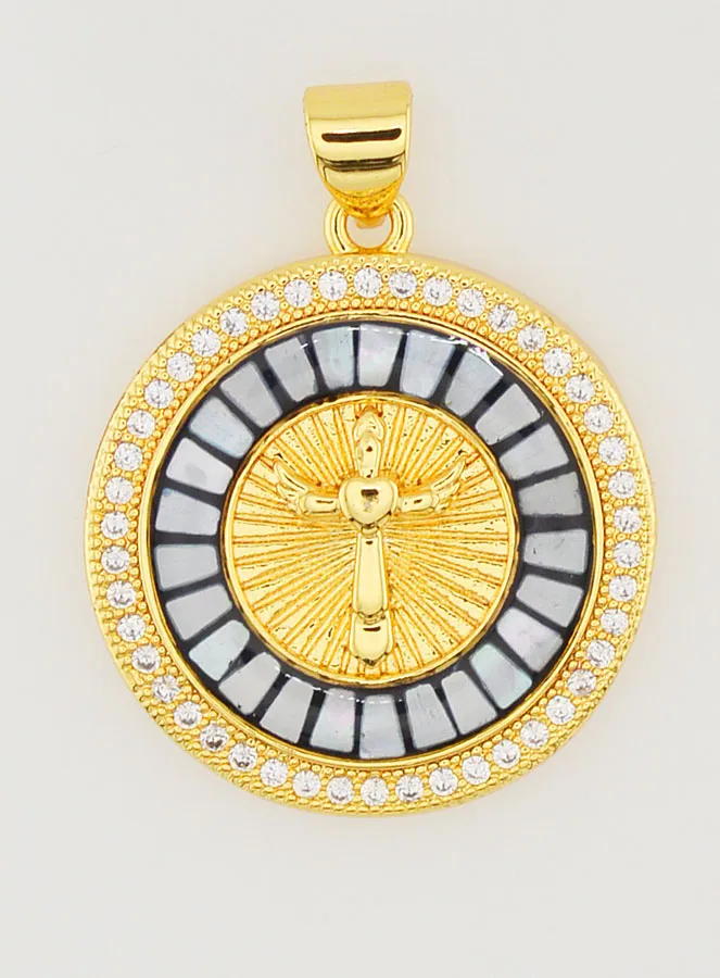 Medal Cross and Black Enamel - 22mm (pic 1)