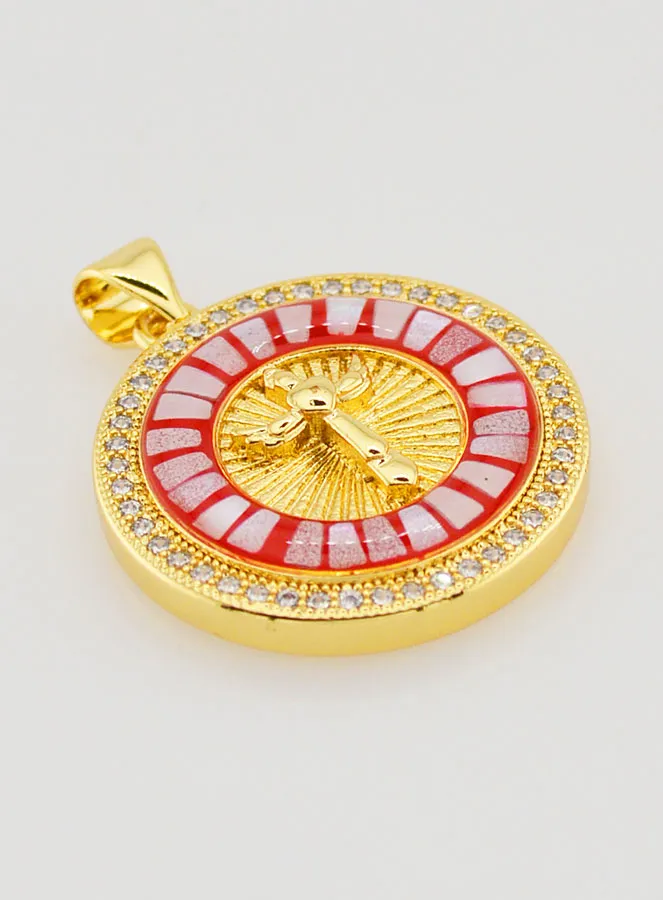 Medal with Cross and Red Enamel - 22mm (pic 3)