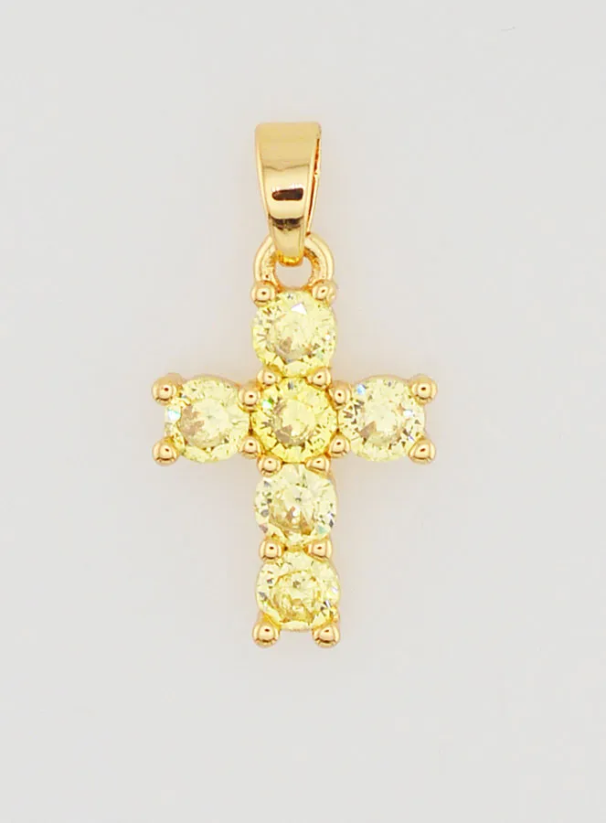 Cross Pendant with Zircons - Amber (pic 1)