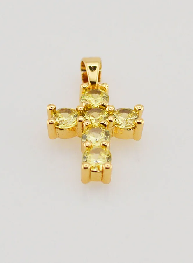 Cross Pendant with Zircons - Amber (pic 2)