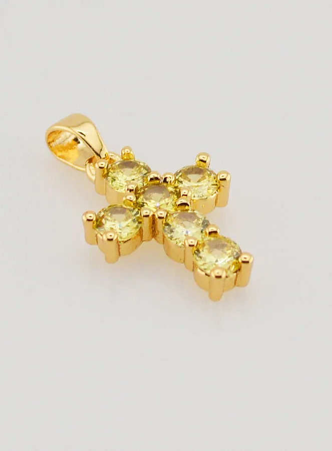 Cross Pendant with Zircons - Amber (pic 3)