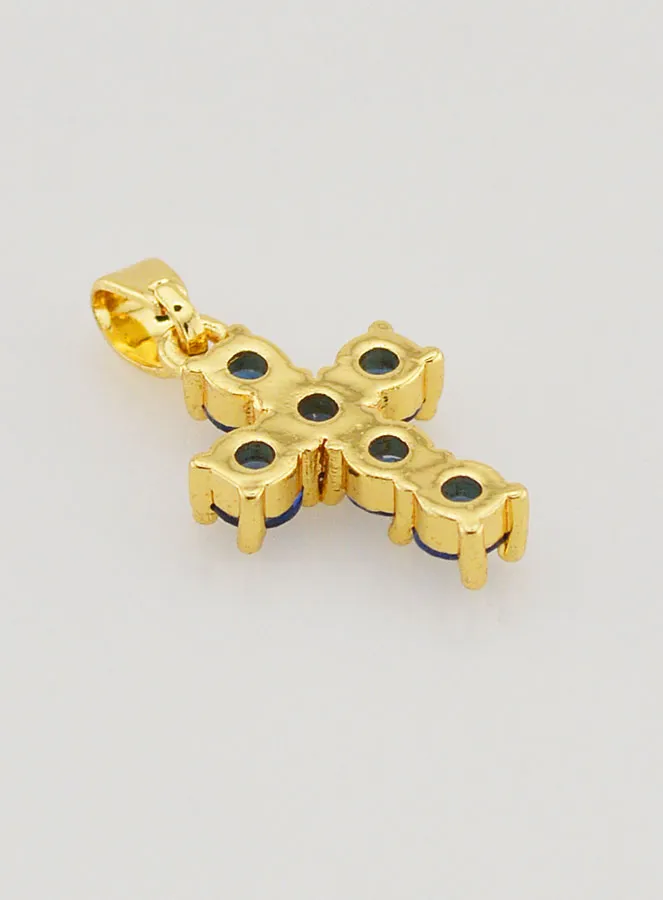 Cross Pendant with Zircons - Blue (pic 4)