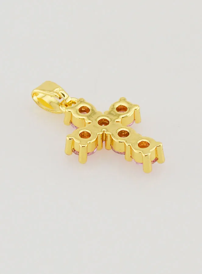 Cross Pendant with Zircons - Pink (pic 4)