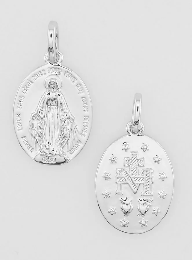 Rhodium Plated Miraculous Medal - 16mm (pic 1)