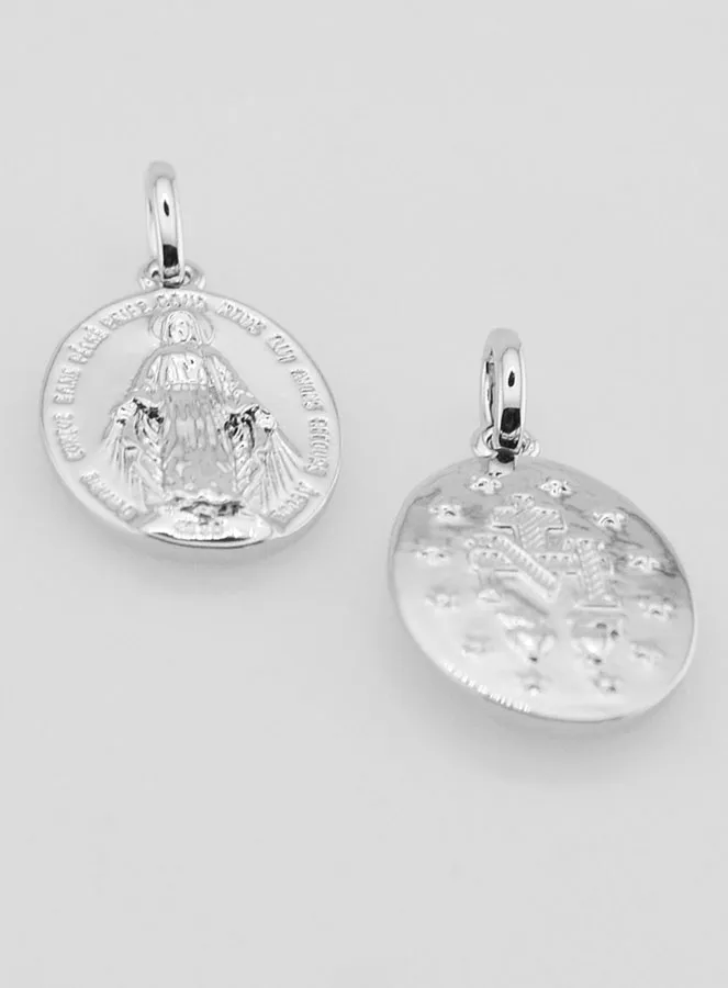 Rhodium Plated Miraculous Medal - 16mm (pic 2)