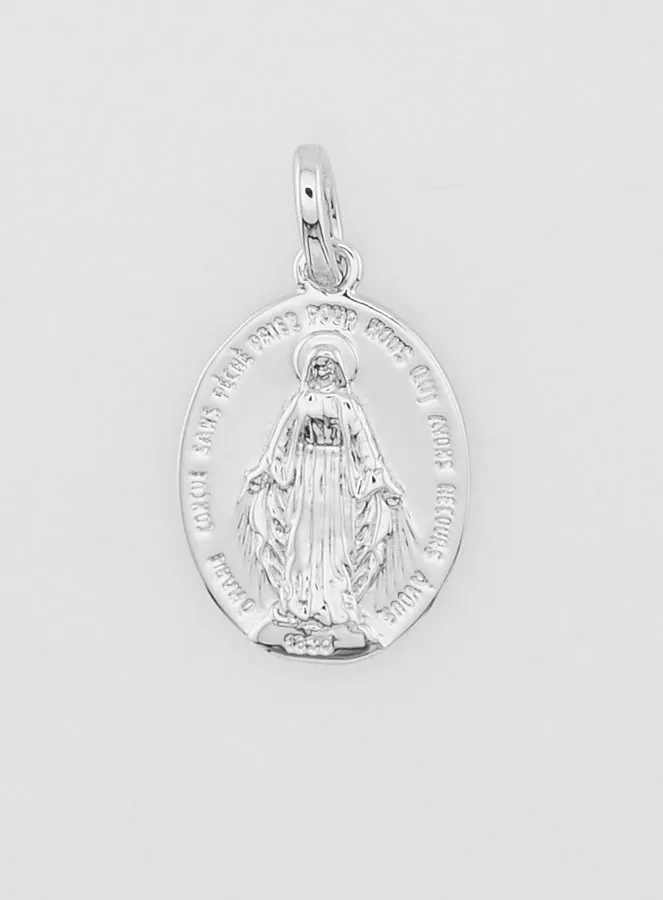 Rhodium Plated Miraculous Medal - 16mm (pic 3)