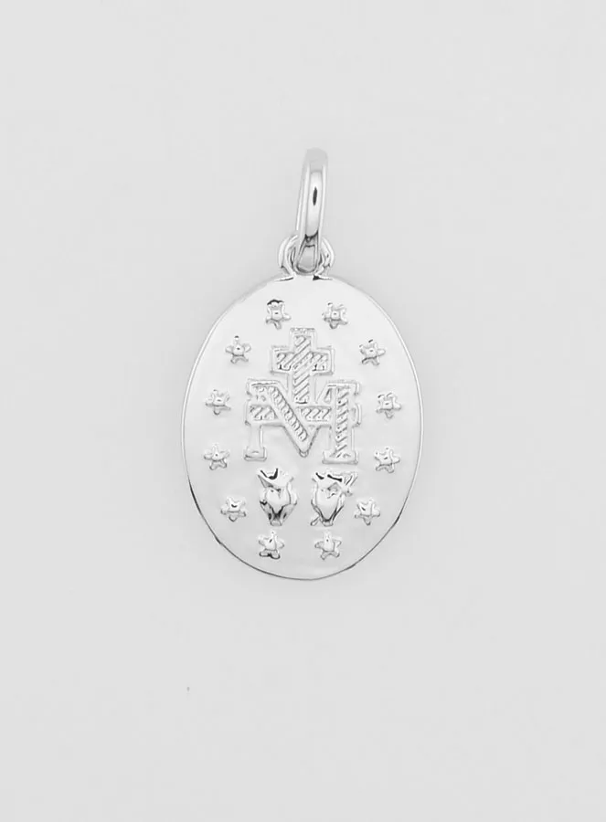 Rhodium Plated Miraculous Medal - 16mm (pic 4)