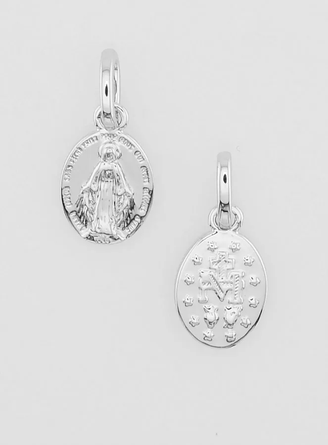 Silvery Miraculous Medal Rhodium Plated - 10mm (pic 1)