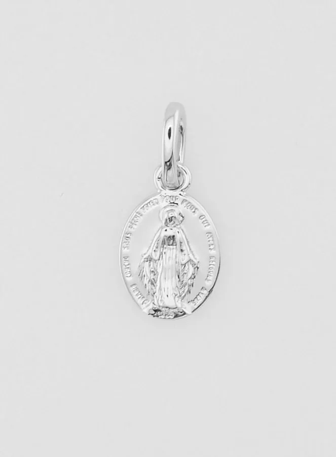 Silvery Miraculous Medal Rhodium Plated - 10mm (pic 3)