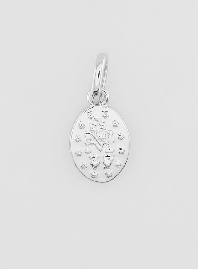 Silvery Miraculous Medal Rhodium Plated - 10mm (pic 4)