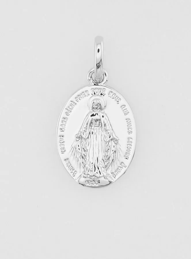 Silvery Miraculous Medal Rhodium Plated - 14mm (pic 3)