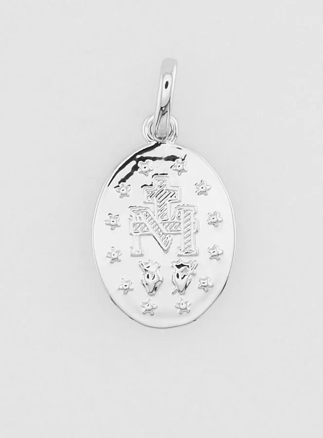 Silvery Miraculous Medal Rhodium Plated - 14mm (pic 4)