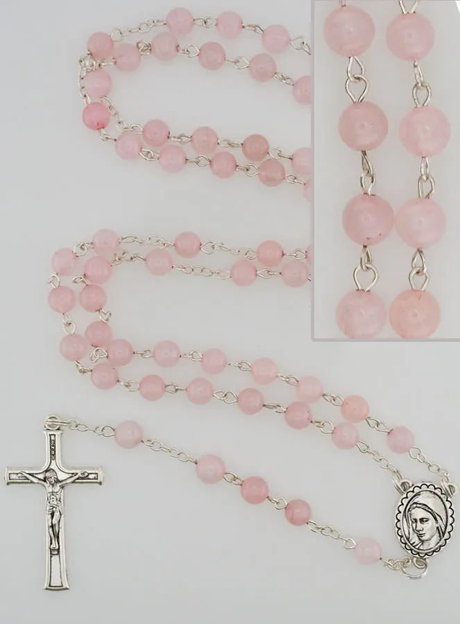 Natural Stone Rosary - Rose Quartz (pic 1)