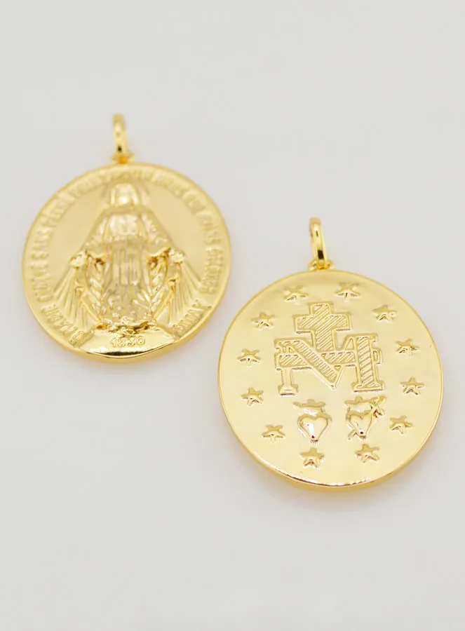 Miraculous Medal 18k Gold Plated – 30mm (pic 2)