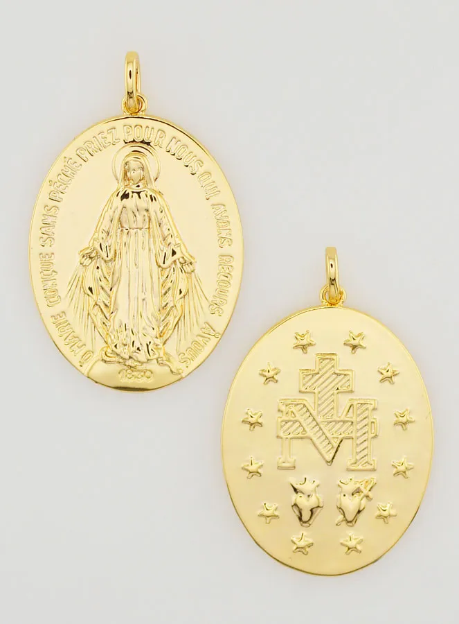 Miraculous Medal 18k Gold Plated - 22mm (pic 1)