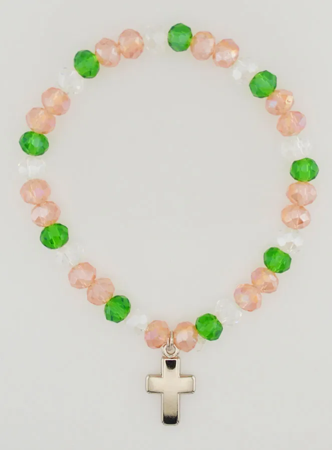 Bracelet with Cross - Multicoloured Glass Beads (pic 1)