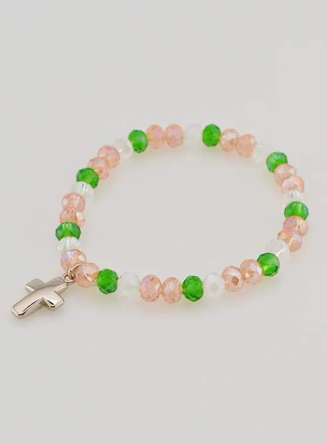 Bracelet with Cross - Multicoloured Glass Beads (pic 3)