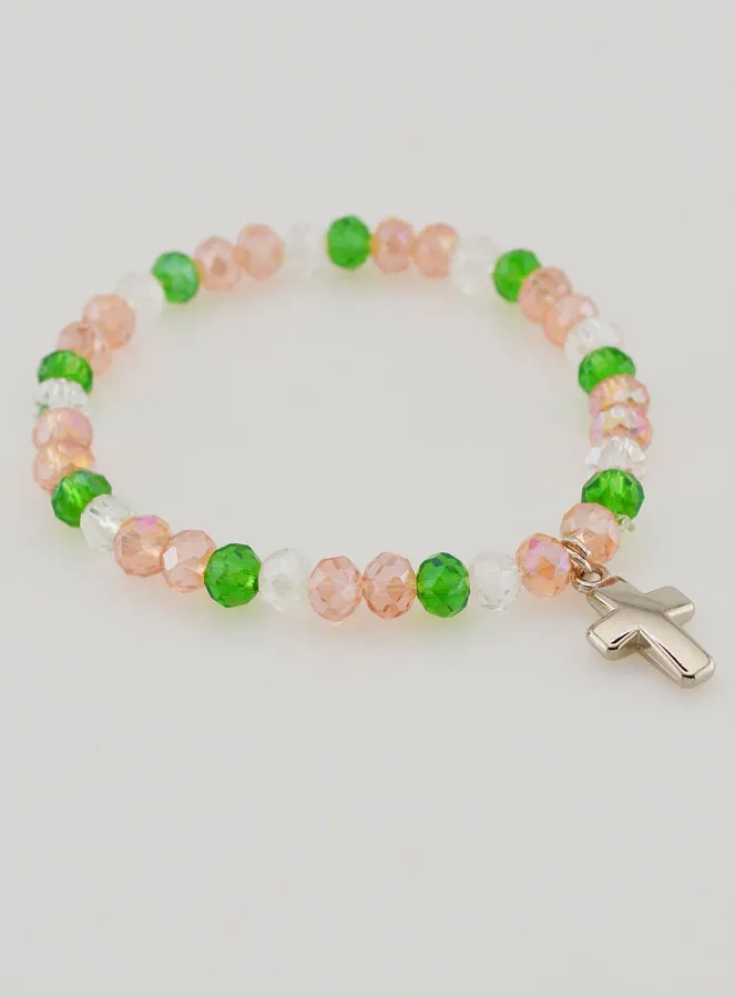 Bracelet with Cross - Multicoloured Glass Beads (pic 4)